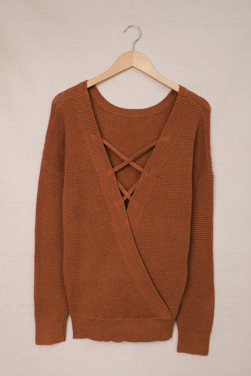 Crisscross Back Boat Neck Sweater