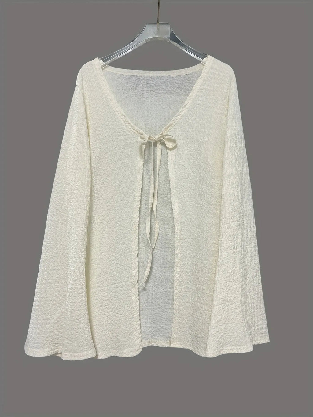 Tie Front Long Sleeve Top and Shorts Set cf70a7b4425d4e5ab444755f60a165a4-Max-Origin