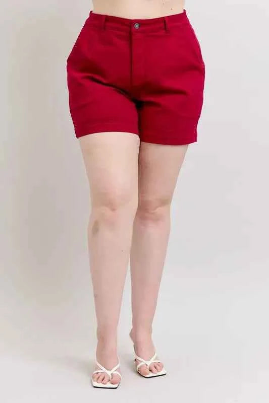 Judy Blue Plus Size High Waist Tummy Control Garment Dyed Heart Shaped Denim Shorts SCARLET cf76cb98a571455ab8e31c81a240bb52-Max-Origin