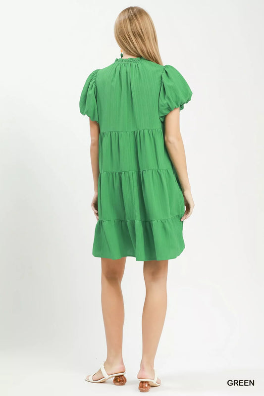 Puff Sleeve Tiered Babydoll Dress cf79f087-1775-42bf-8bd5-095470d270bf-Max-Origin