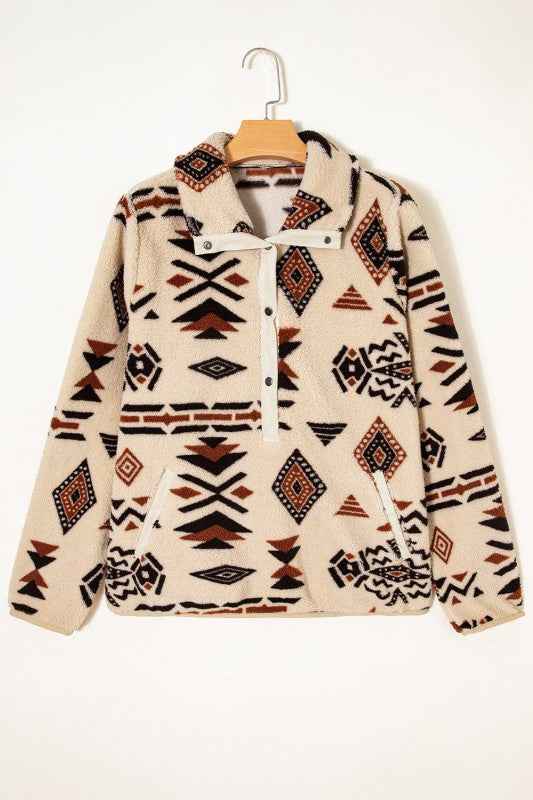Western Aztec Fleece Half Zip Sweatshirt cf7cd6d9-d0e3-4c30-9b6d-7eee377d049a