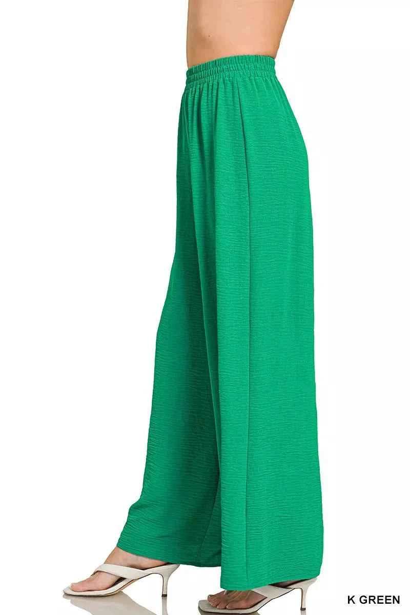 Zenana Woven Airflow Elastic Waistband Pants cf7e6d5819df4c389f79d35acd7efbcb-Max-Origin