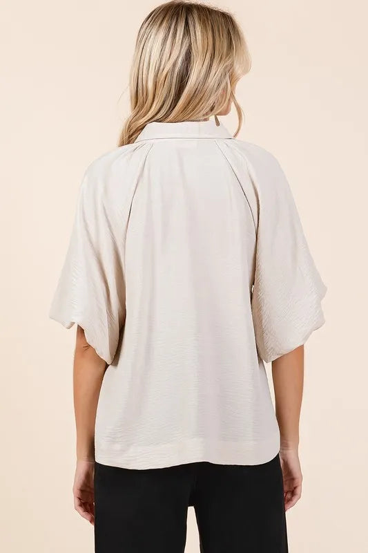 Mittoshop Airflow Short Bubble Sleeve Button Down Shirt cf86d49b-5806-4362-bda4-31c6eafa9109-Max