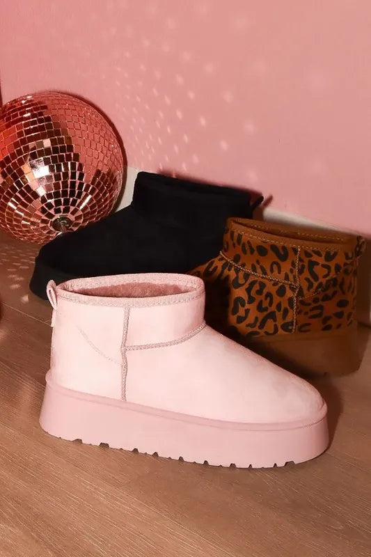 WILD DIVA Leopard Suede Round Toe Platform Booties Leopard cf909dcc-efac-4c80-b25e-7c8a77a9c18e-Max