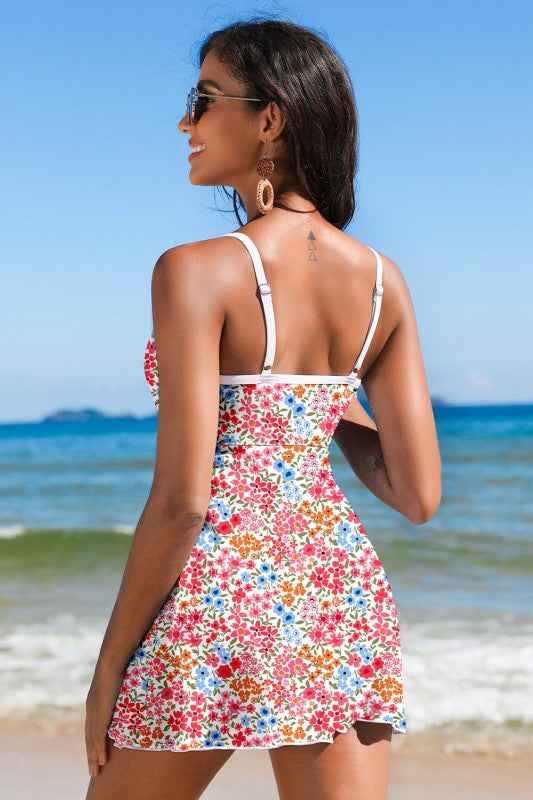 Floral Ricrac Trim Spaghetti Strap Swim Dress cf90cd10-0c3c-4236-8f15-1380f7c62a7b