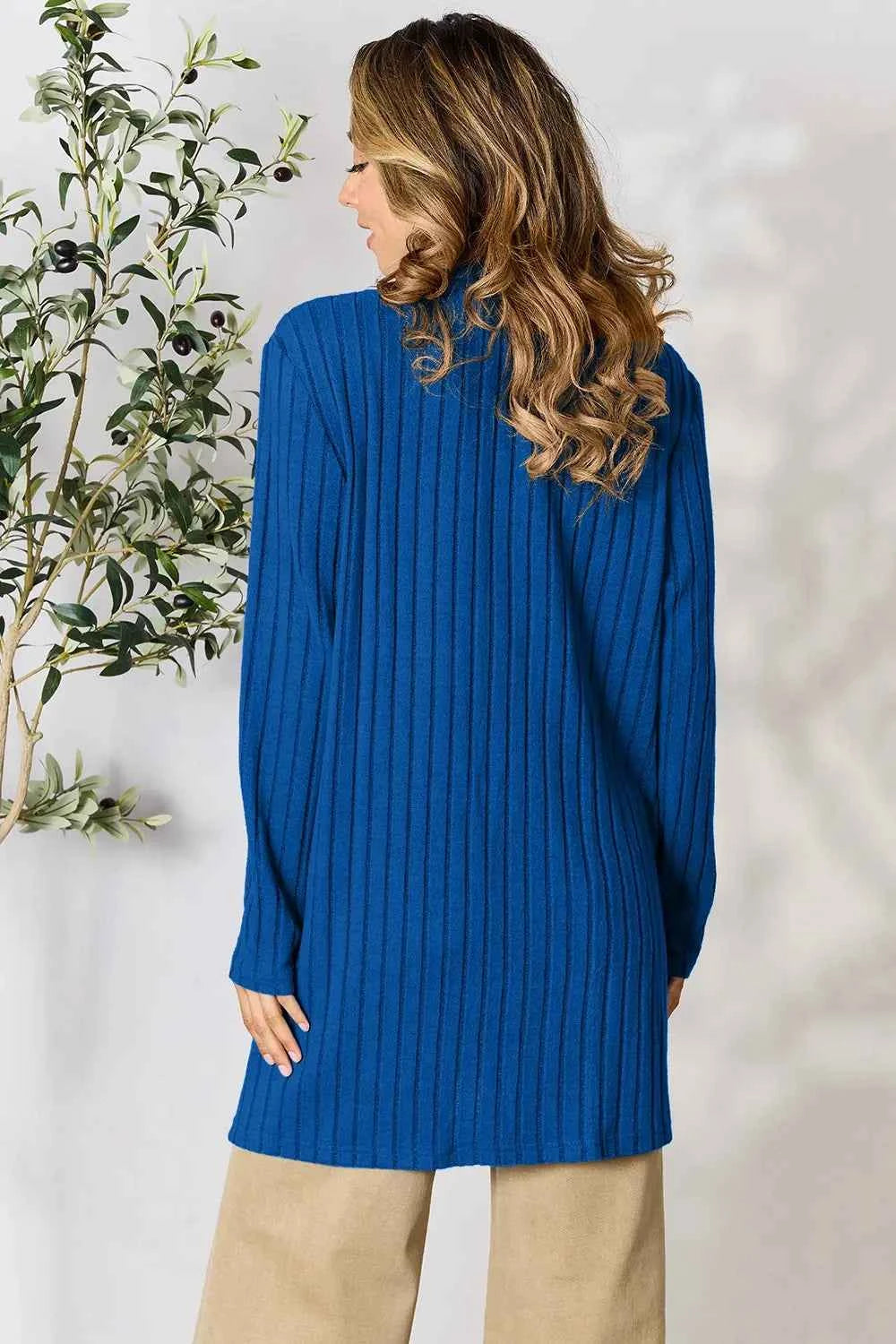 Basic Bae Full Size Ribbed Open Front Cardigan with Pockets cf967e4f27b5453b873829ed0825fc36-Max