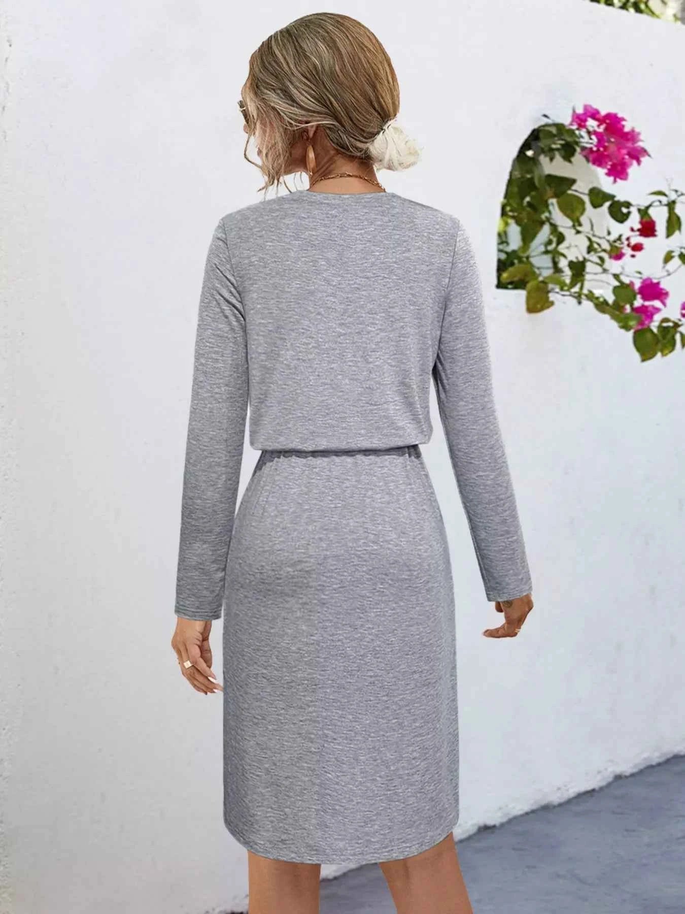 Long Sleeve Drawstring Midi Dress cfa6b7d4-04a3-47d2-be71-6e0848d5c238-Max-Origin