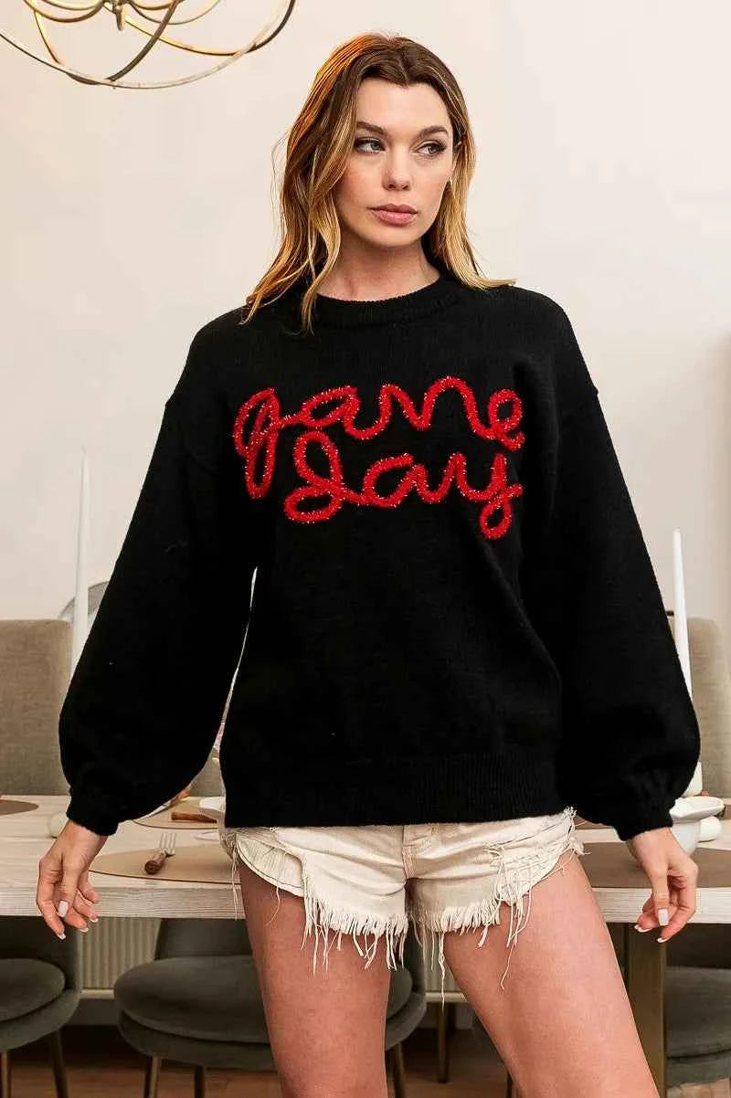 BiBi Game Day Metallic Letter Sweater cfab39a06f894a88b68fddca595c1676-Max-Origin