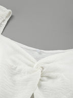 Twisted Front Puff Sleeve Midi Dress cfb1b3346f4c42108d8f8add54bcee28-Max