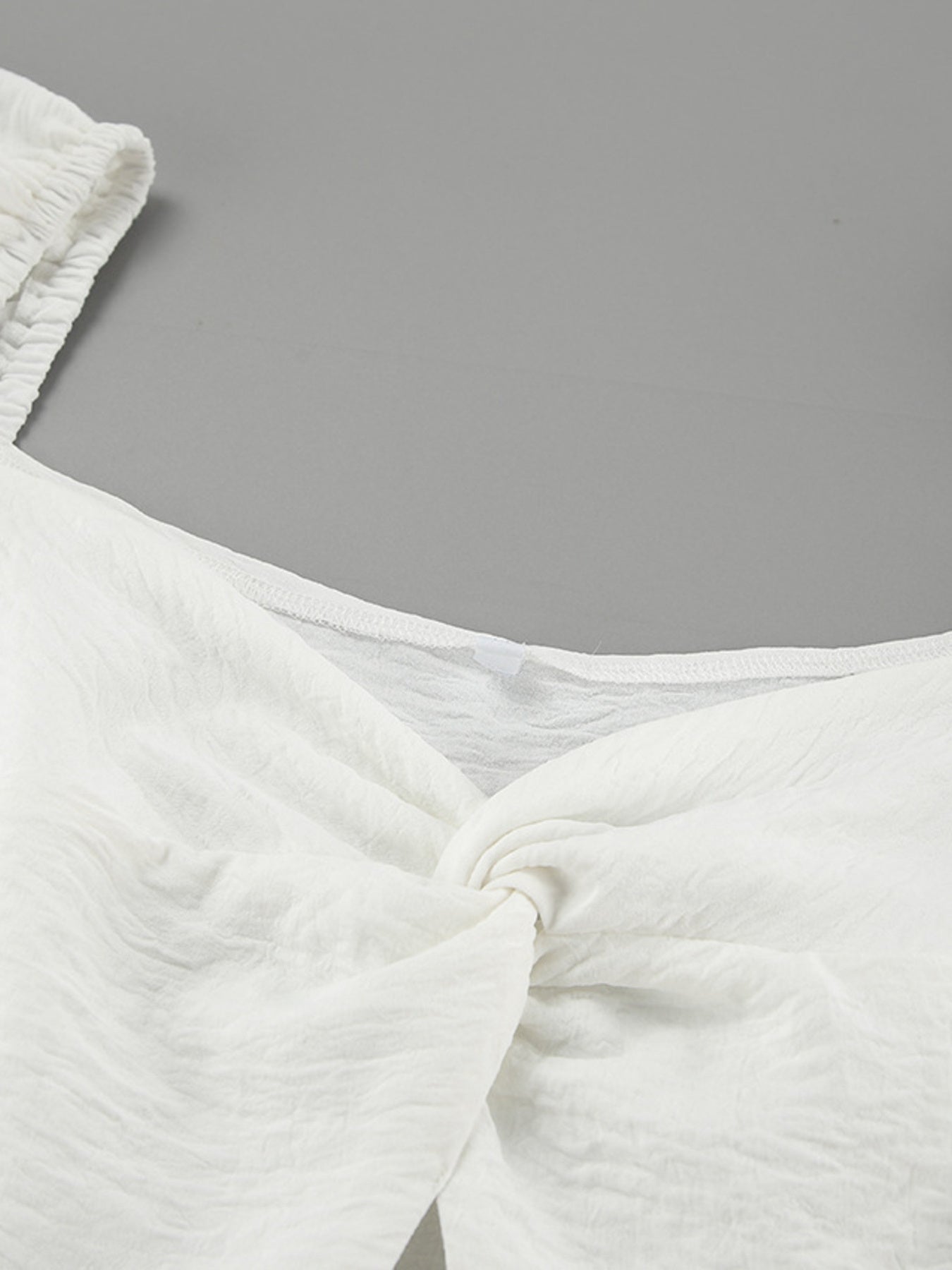 Twisted Front Puff Sleeve Midi Dress cfb1b3346f4c42108d8f8add54bcee28-Max