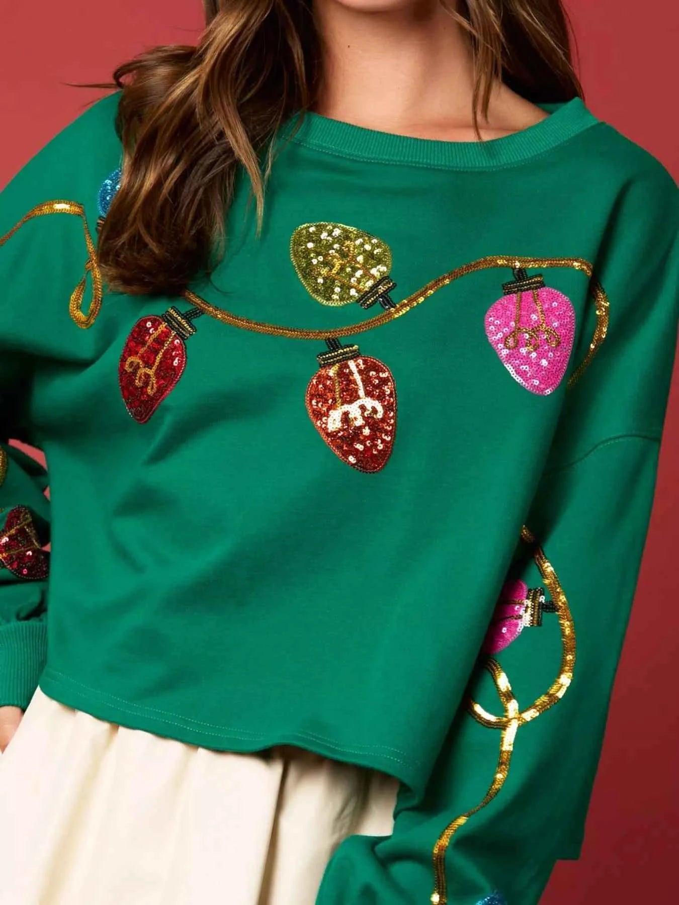 Christmas Holiday Lights Sequin Embellished Sweatshirt cfb44c81-5aa2-42fd-b887-3f2bd55c3445-Max-Origin