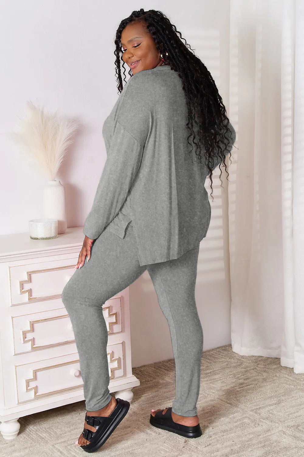 Basic Bae Bamboo Full Size V-Neck Long Sleeve Top and Pants Lounge Set cfb6cc7c-66f3-4cf9-8f8e-6e7838d6790e-Max