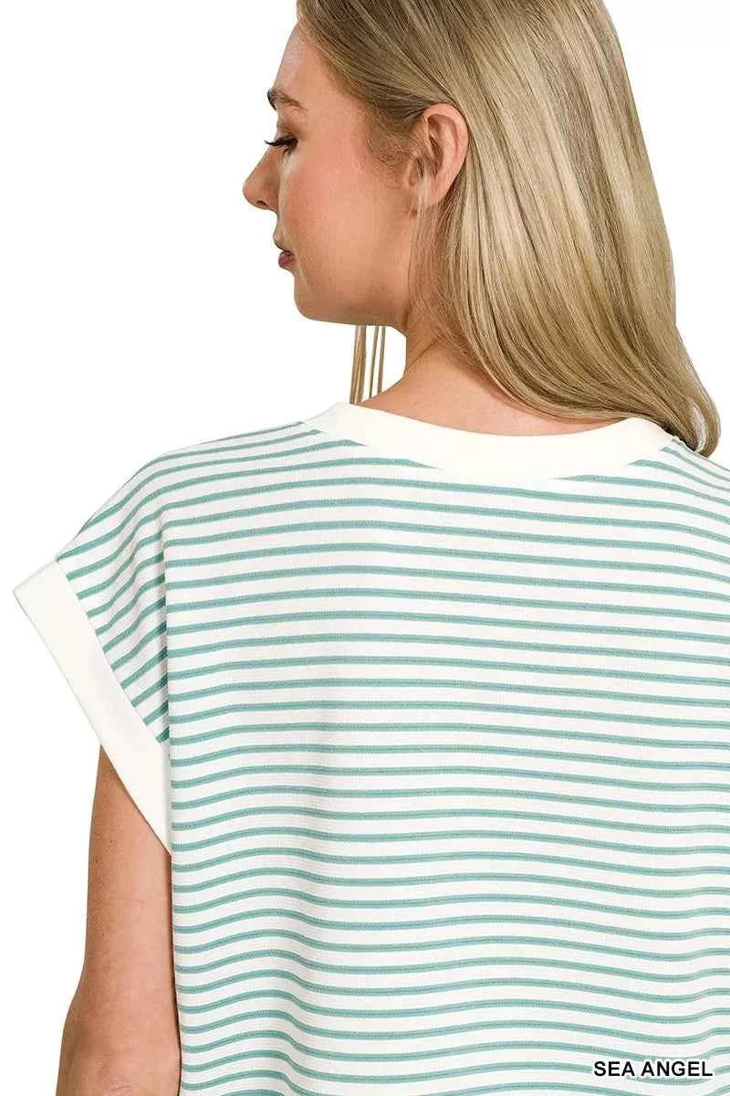 Zenana Stripe Contrast Trim Top & Shorts Set cfb9a4ffc1ee442199c66cceedaafa5f-Max-Origin