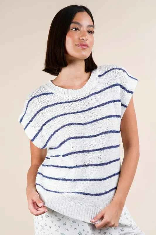 VERY J Striped Knit Sweater Vest Top cfcbca6b616b41d1b91f8d91f8e3e457-Max-Origin