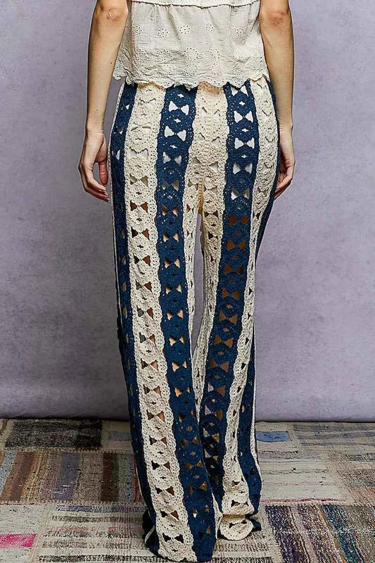 Openwork Wide Leg Pants with Stripe Detail cfcc33ab-5c18-4773-9dc0-f75337ef1374-Max-Origin
