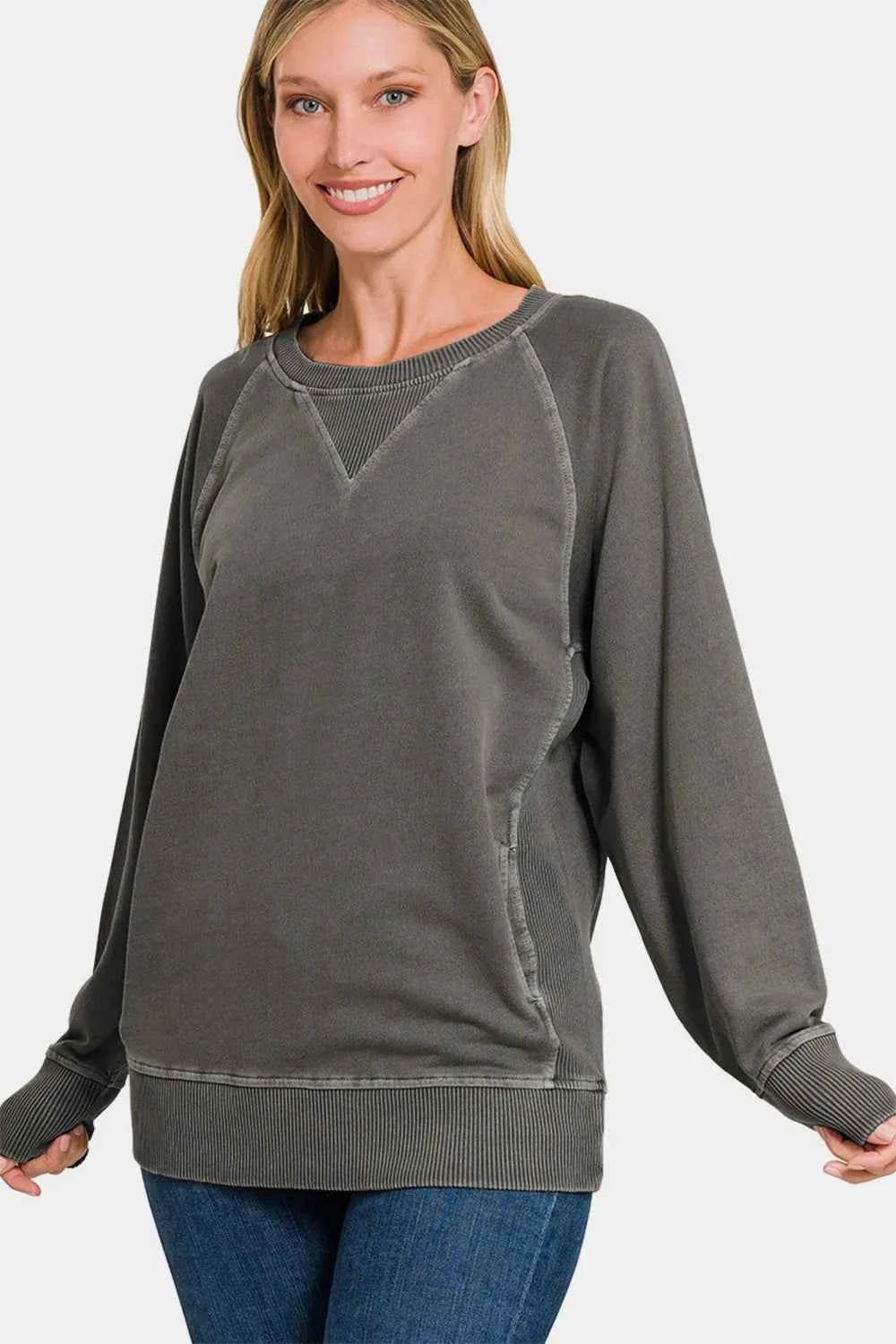 Zenana Round Neck Long Sleeve Sweatshirt cfe22268-d928-4098-9e33-55bc3ee55c3a-Max