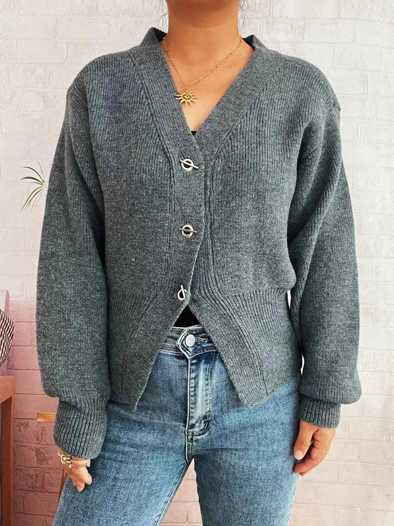 Button Up Long Sleeve Cardigan cfe4e04d1ed84855a3ddaa98b5b56a80-Max-Origin