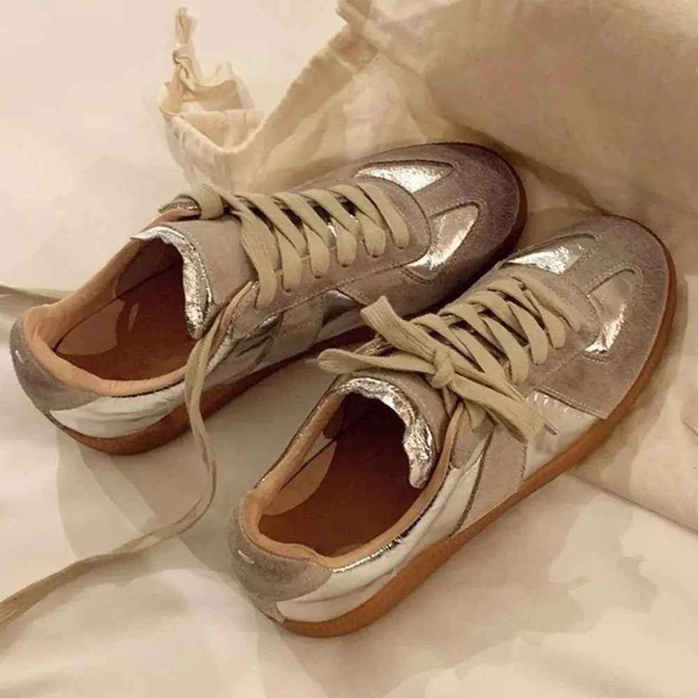Round Toe Flats Sneakers Gold cfef15ff-71d6-44c5-8ea9-baf81fdf79e6-Max