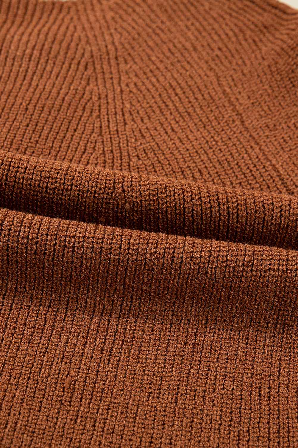 Chestnut Contrast Color V Neckline Knit Cardigan cff2bf2c8b095720
