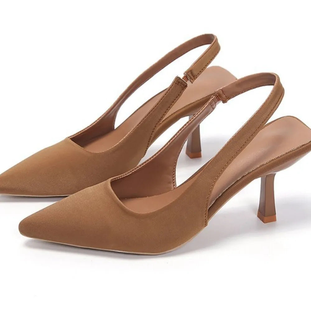 Point Toe Kitten Heel Slingback Pumps Khaki d0009437-5979-4a6c-a974-d1813161fab6-Max