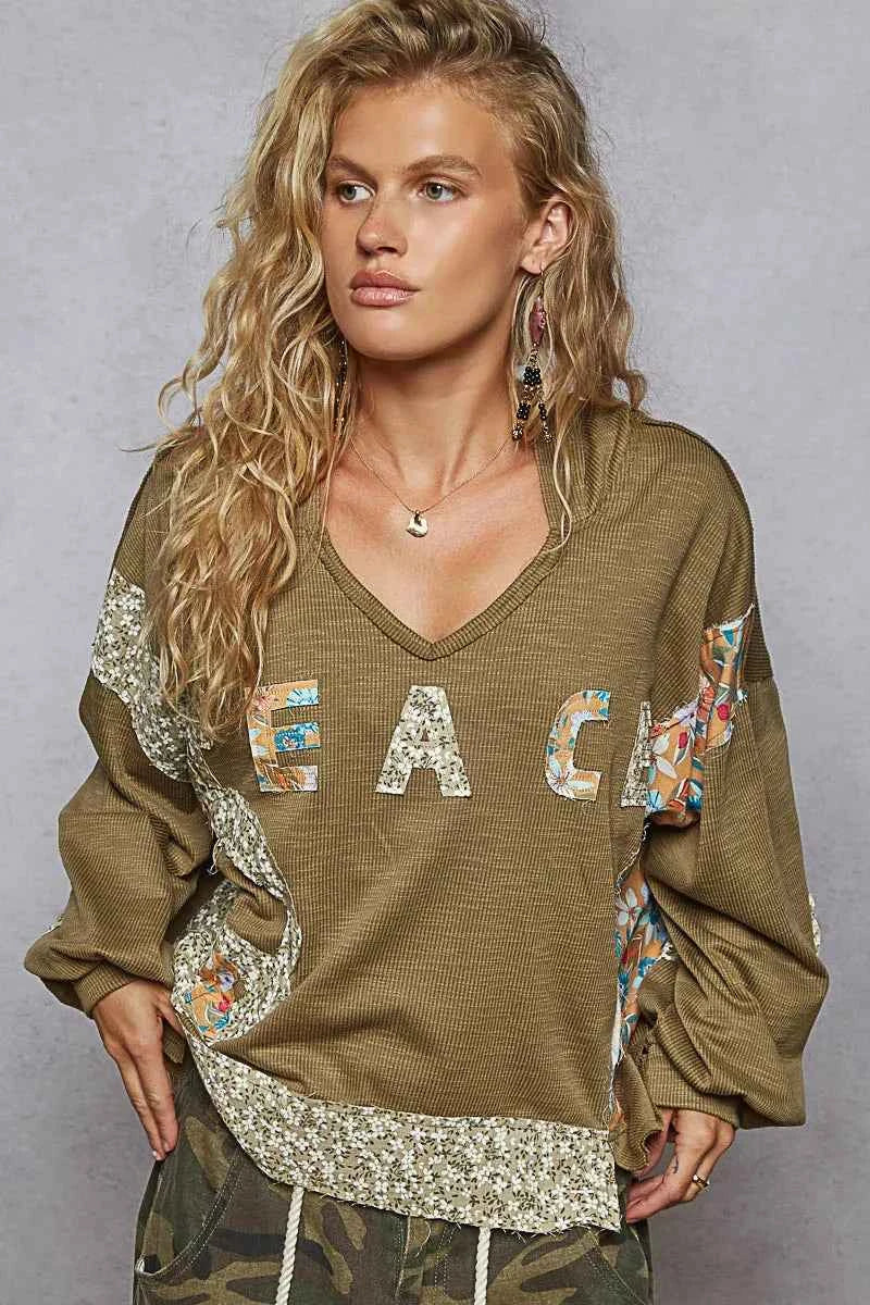 POL Peace Patch Floral Long Sleeve Hoodie Olive d009811d-1428-4cb1-8a3a-2ea3061e591a-Max-Origin