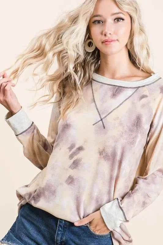 BiBi Tie Dye Terry Pull Over With Contrast Stitching d00e1e7fec14431ab668644f5edaedab-Max-Origin
