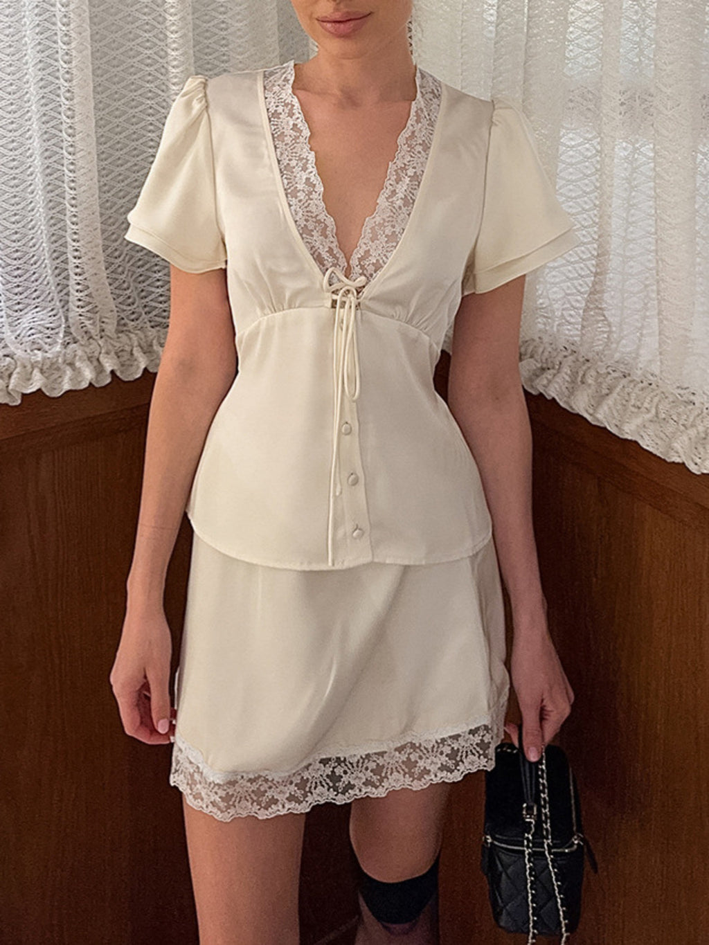 Lace Trimmed Top and Skirt Two-Piece Set d010de9779d146ab8d39f67f884c38b5-Max