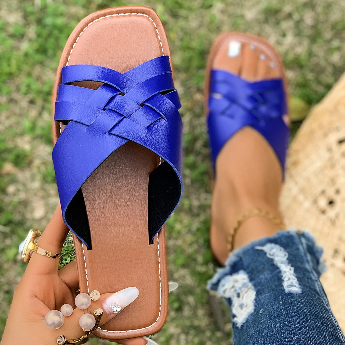Open Toe Flats Sandals Royal Blue d030913e-c3c5-4d6d-86dd-715b91feb223-Max-Origin