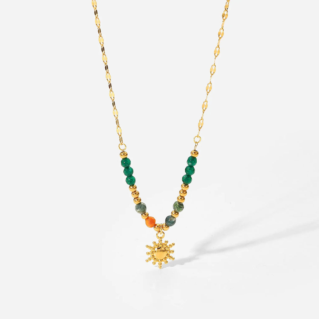 Bohemian Sun Charm Beaded Stainless Steel Necklace Gold One Size d0346e5d-0556-4f5b-9508-9130ea74e363-Max-Origin