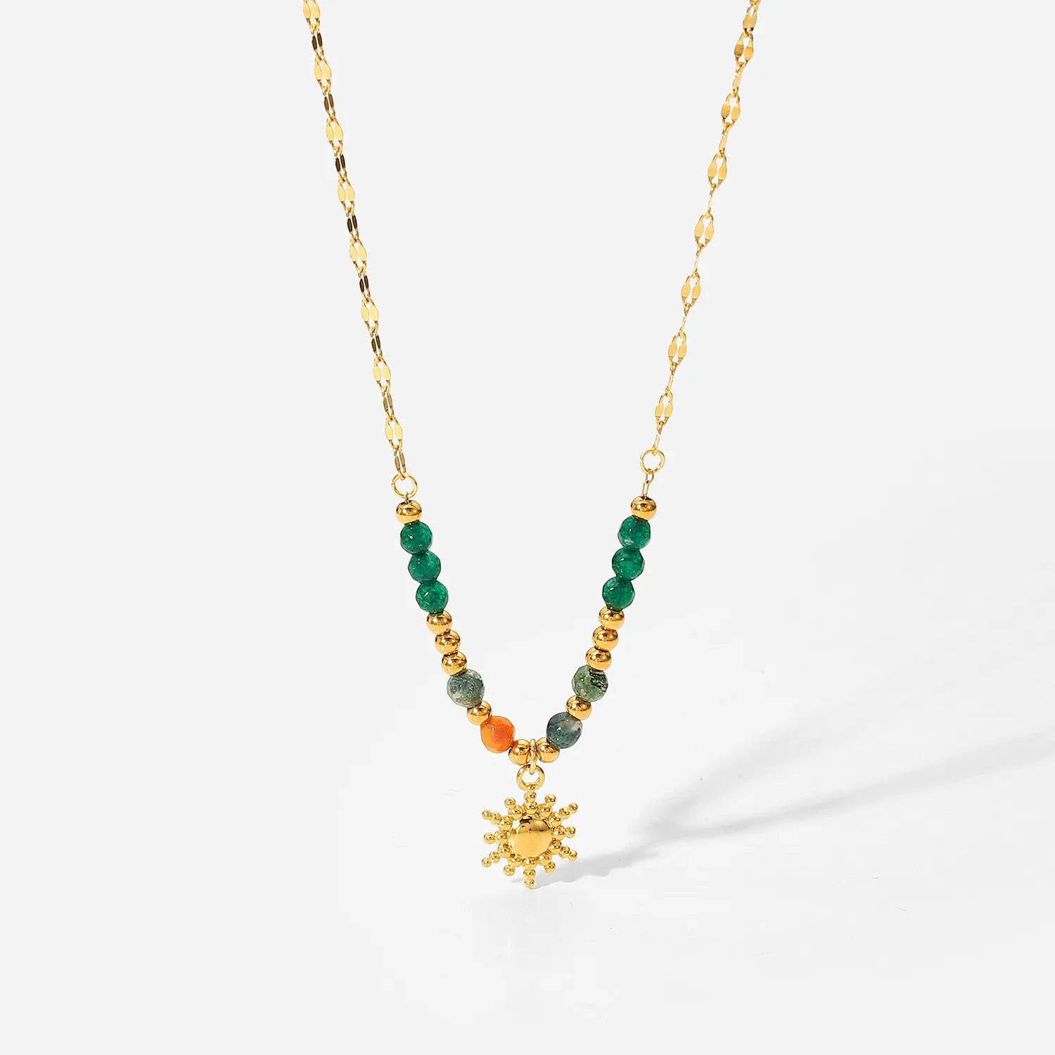 Bohemian Sun Charm Beaded Stainless Steel Necklace Gold One Size d0346e5d-0556-4f5b-9508-9130ea74e363-Max-Origin