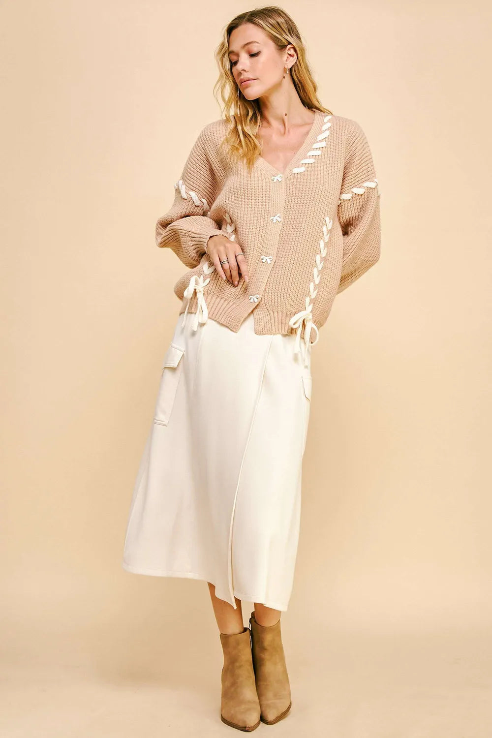 Davi & Dani Lace-Up Ribbon Bow Button Down Cardigan d03d409e-4ec6-4d02-8016-df11de97d2ac-Max