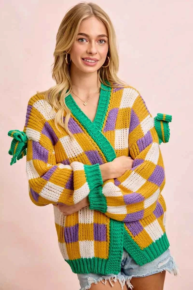 BiBi Mardigras Checker Board Front Open Cardigan d04a3b3bbaff4e068b9650bac82a65e3-Max-Origin