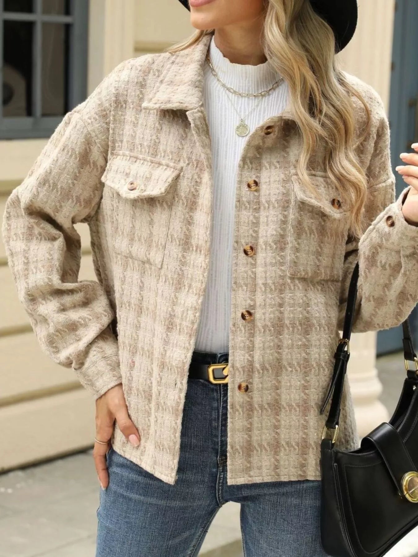 Plaid Button Up Long Sleeve Jacket Khaki d06b65ba-58ac-49a3-8fa7-11a091f41299-Max-Origin