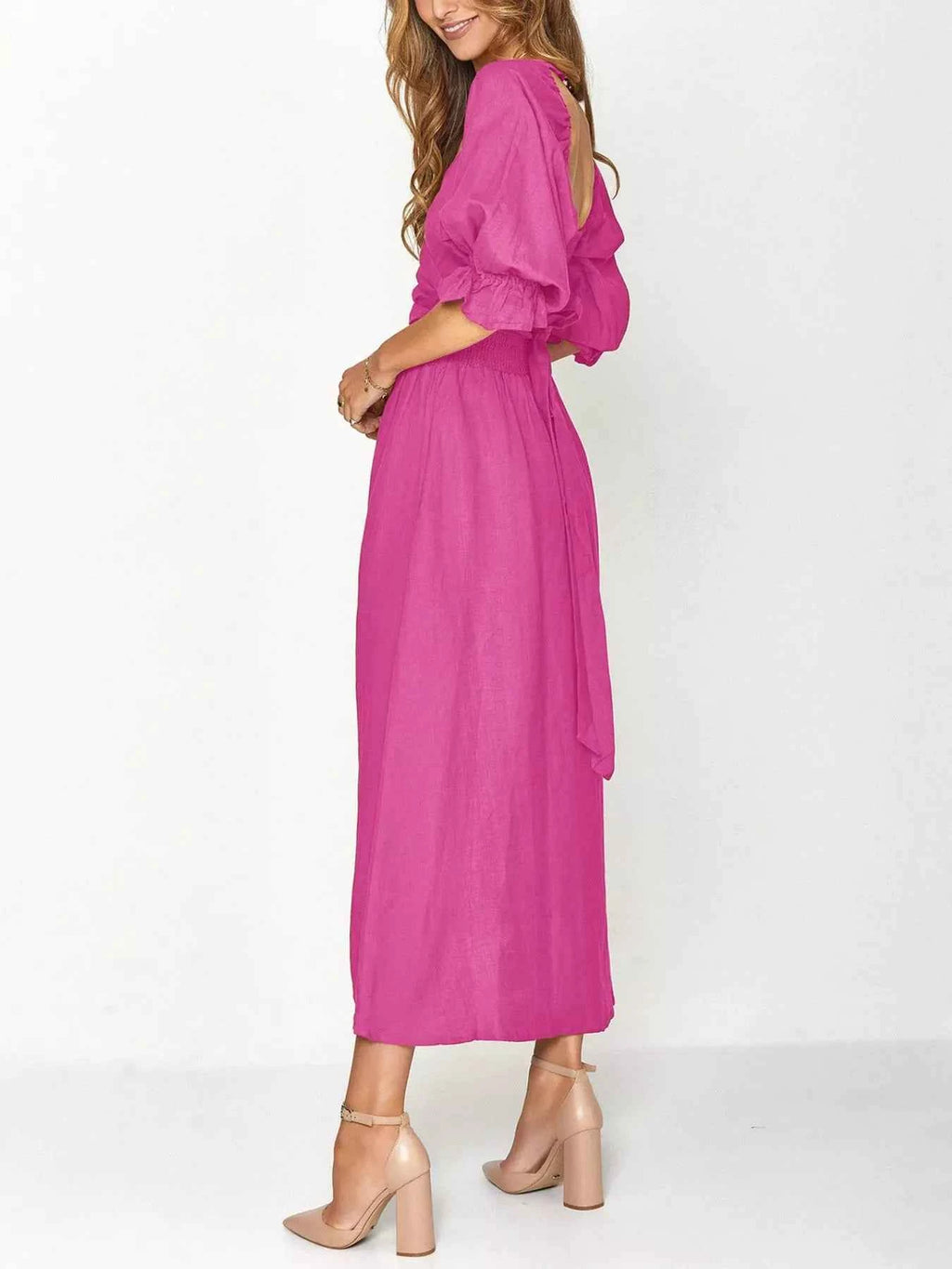 Smocked Puff Sleeves Midi Dress d0704fa9-2dbc-4ba3-bc15-3d2b3dcb0239-Max-Origin