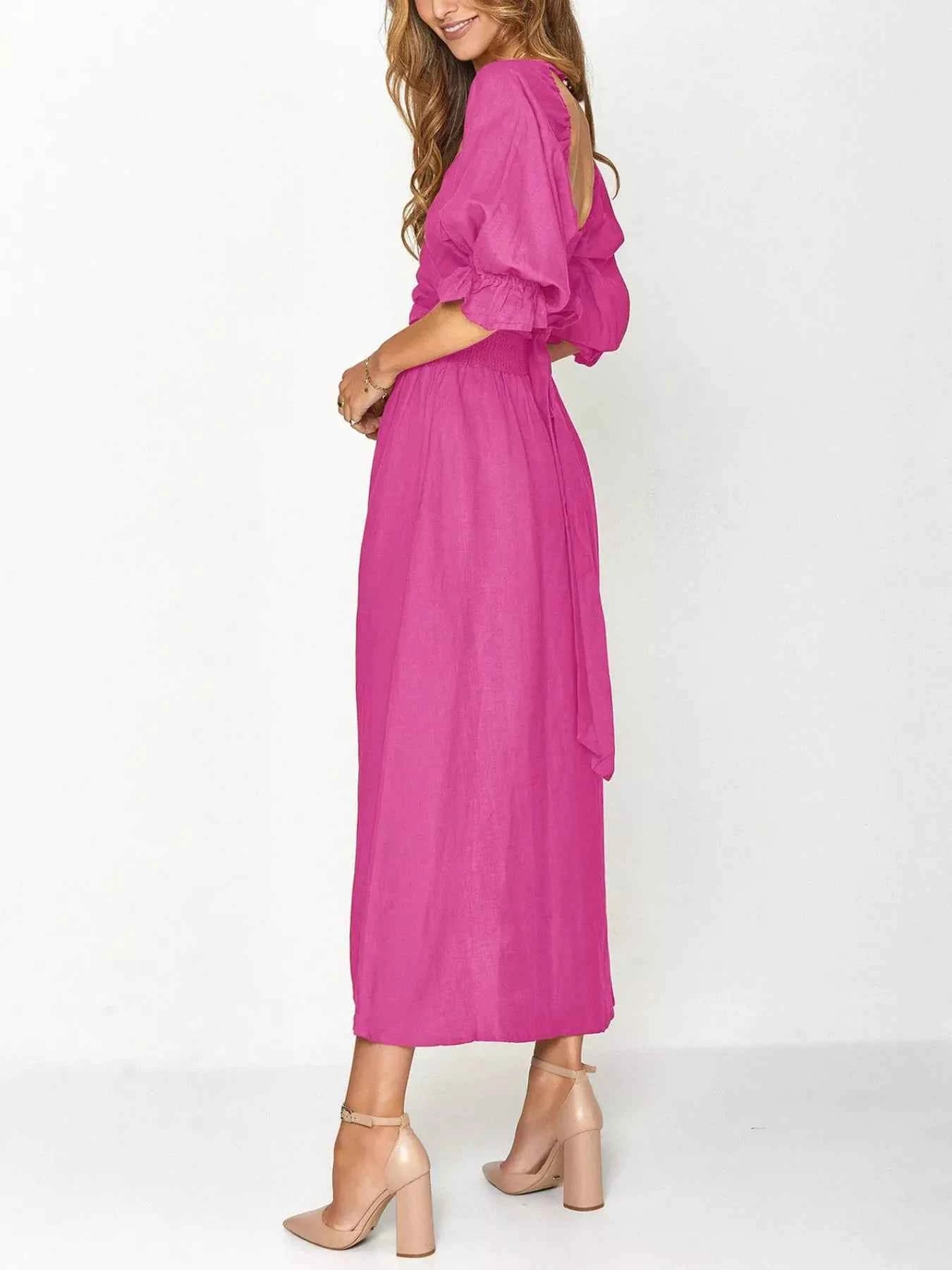 Smocked Puff Sleeves Midi Dress d0704fa9-2dbc-4ba3-bc15-3d2b3dcb0239-Max-Origin