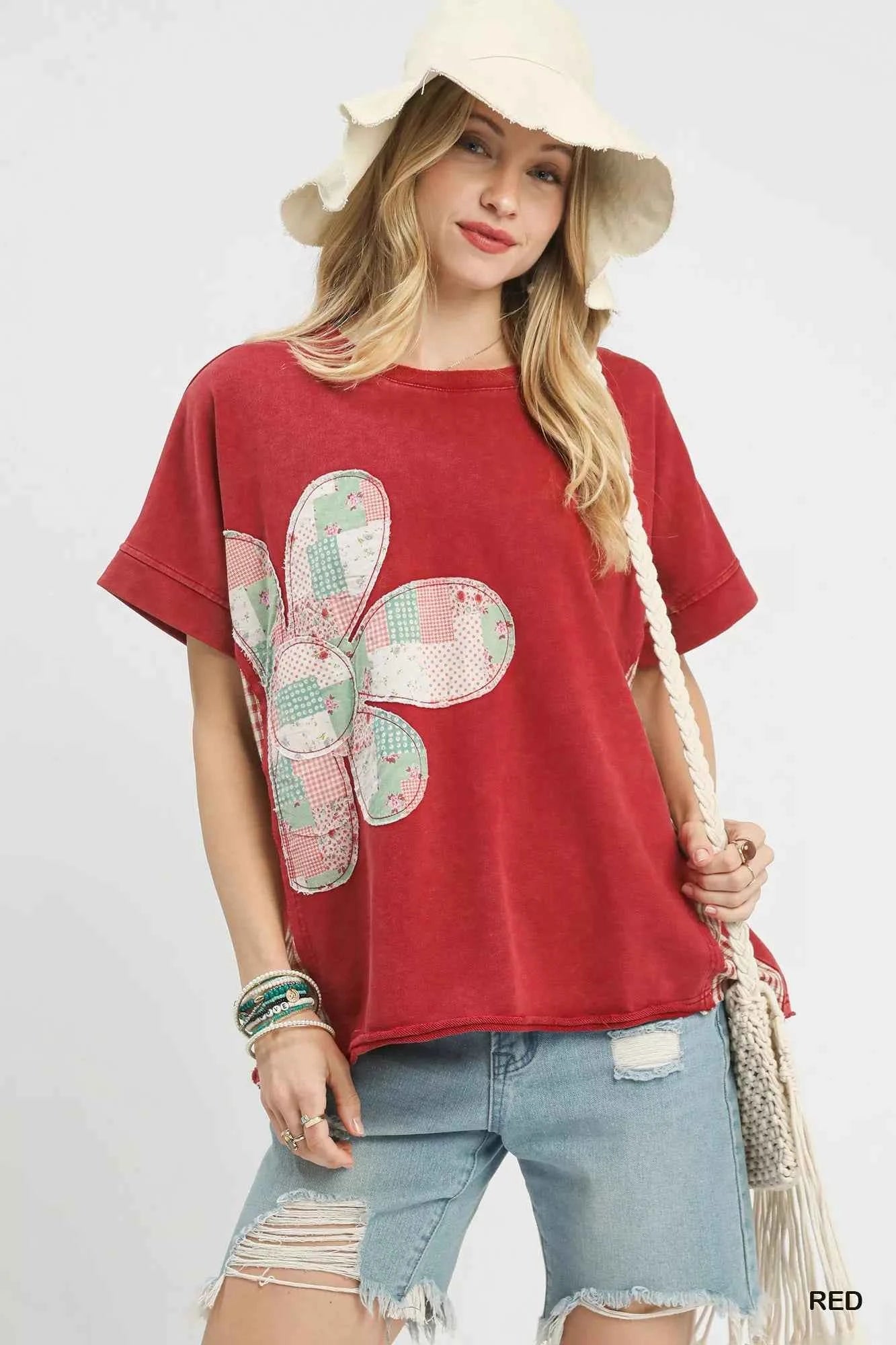 Umgee Mineral Wash French Terry Top RED d077ac0e-365f-49a6-b16d-0a35aa1400c7-Max-Origin
