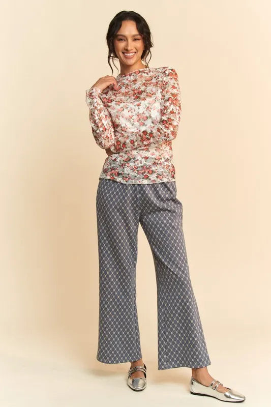 Floral Print Mesh Long Sleeve Layering Top d07e6772d16f40df961622e924284051-Max-Origin