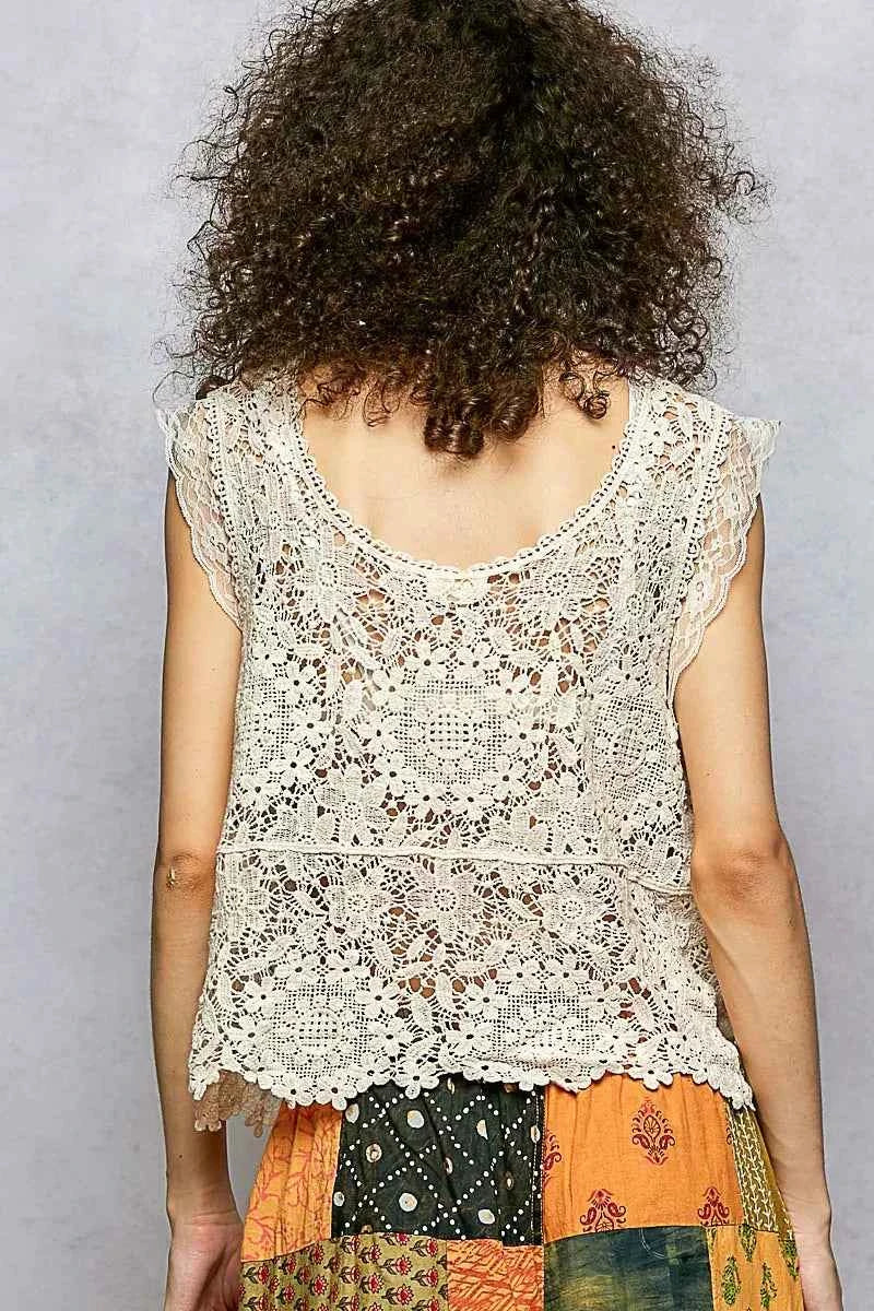 POL Lace Trim Openwork V-Neck Crochet Tank with Scalloped Edge d083ba6c-3301-4d34-bd72-91ebb2576274-Max-Origin