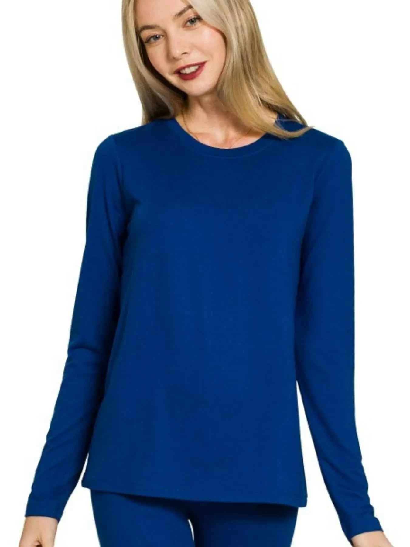 Zenana Microfiber Round Neck Top and Leggings Set LT NAVY d0901bf9-6299-4bbb-b1c4-5e3b5852a577-Max-Origin