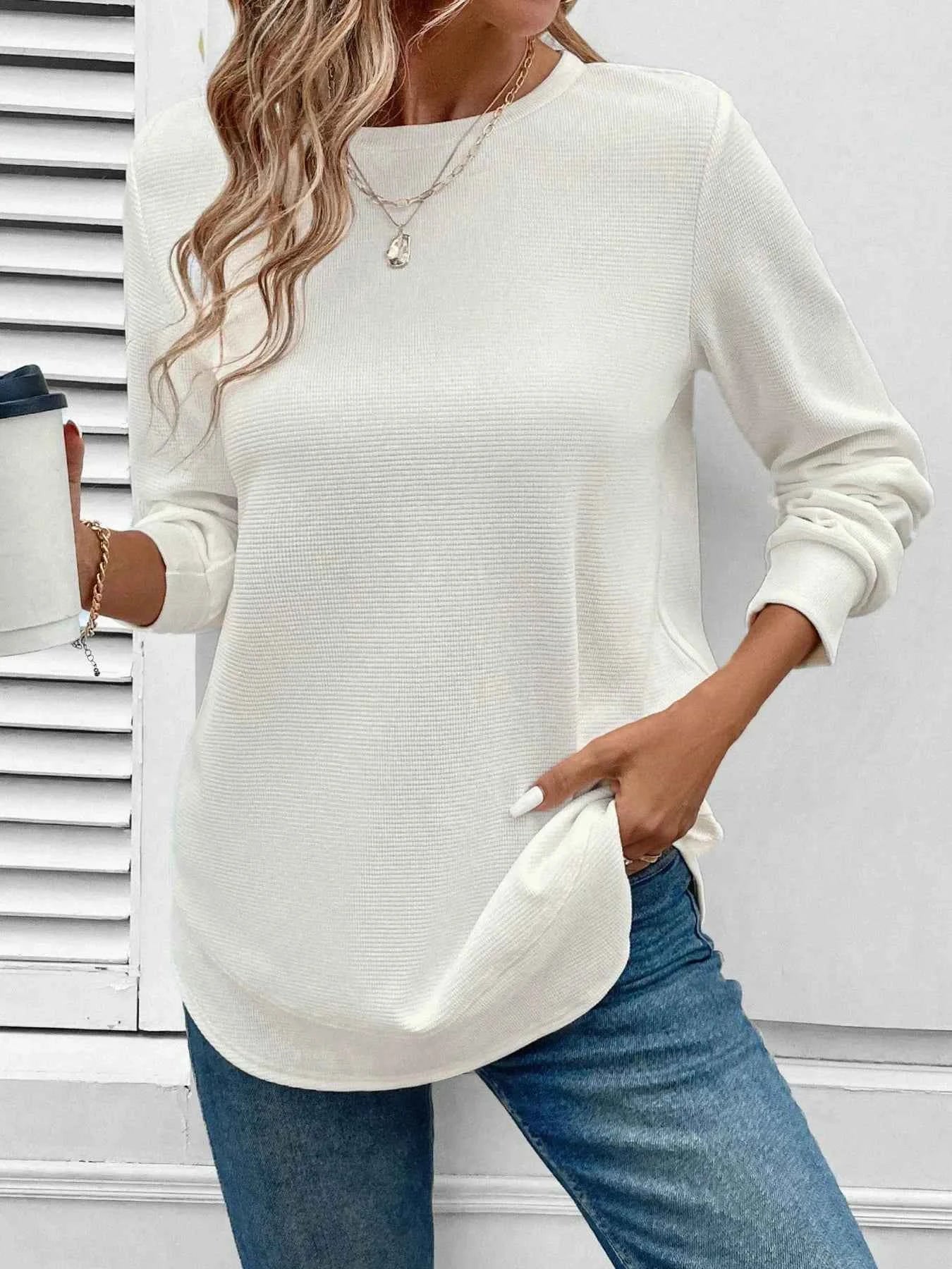Round Neck Long Sleeve Casual Sweatshirt d0908f01a050468aaf9bd7e936a14bc7-Max-Origin