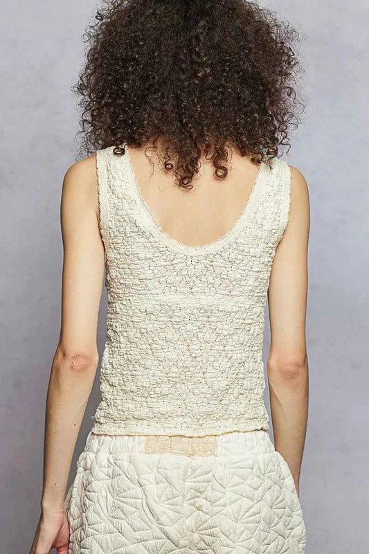 Textured Knit V-Neck Tank with Lace Trim d0949f69-8c26-4340-b19a-c321ab46433f-Max-Origin