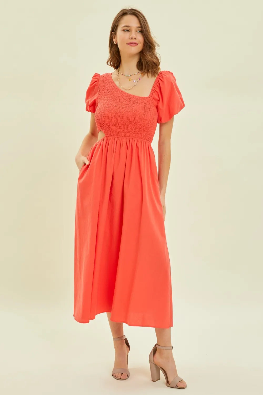 HEYSON Smocked Cutout Midi Dress d0972b4c-c7fd-4838-bdfa-1adf64fa0288-Max
