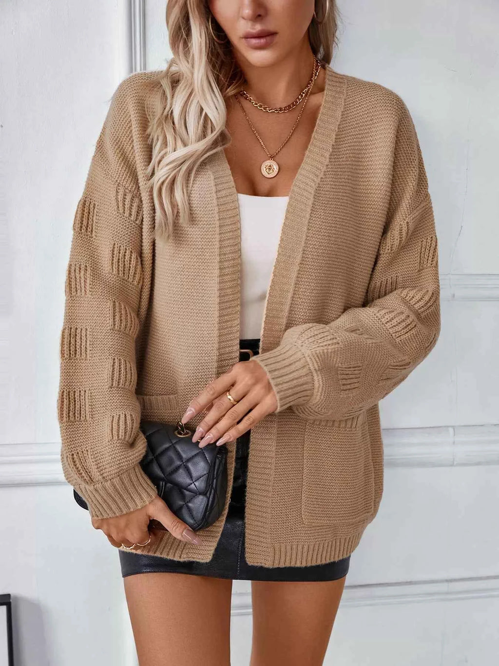 Textured Knit Open Front Cardigan d09cad4e-04d2-4a27-a26a-3a03fd9e873c-Max-Origin