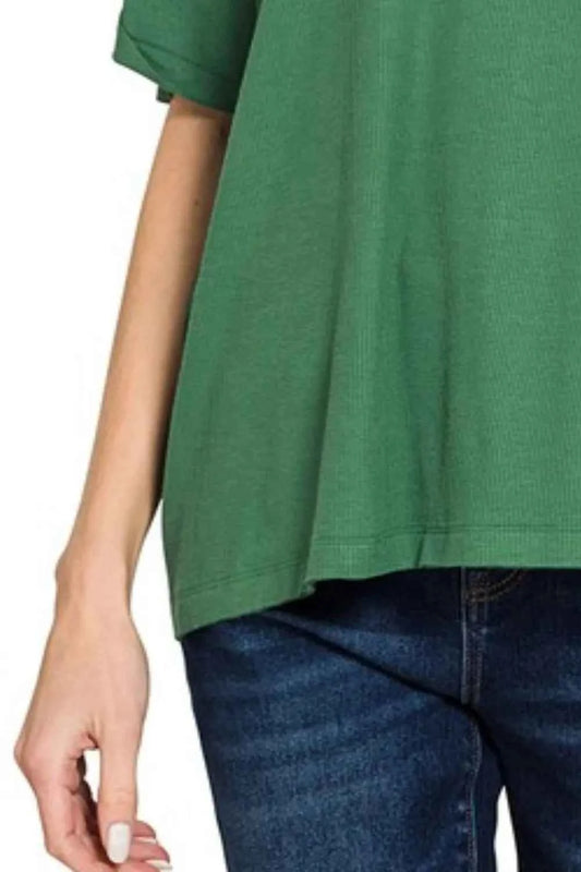 Oversized Ribbed Round Neck Short Sleeve Tee d0a374ba-1dad-4c9e-8346-7ef7cb46ce67-Max-Origin