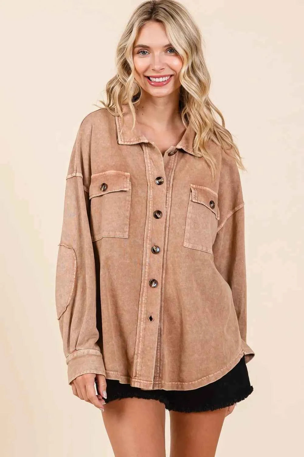 Mittoshop Mineral Wash French Terry Elbow Patch Shacket d0a70899-e969-4376-83e8-e5cb00cda810-Max