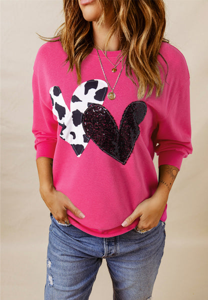 Heart Patch Long Sleeve Sweatshirt