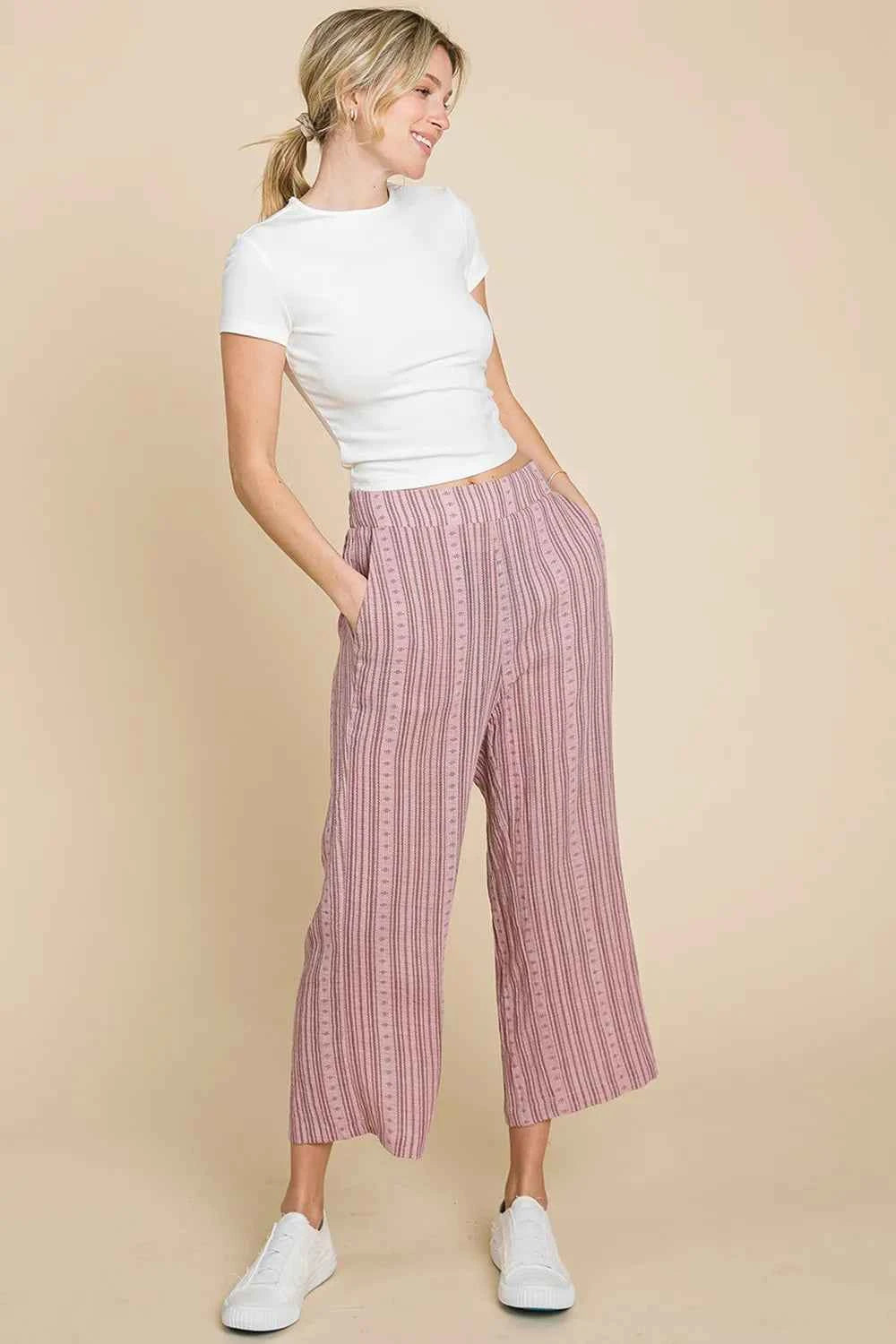 Cotton Bleu by Nu Lab Striped Elastic Waist Wide Leg Pants Pink d0aa6a94-01a9-4d05-87e6-36a65cad7e58-Max
