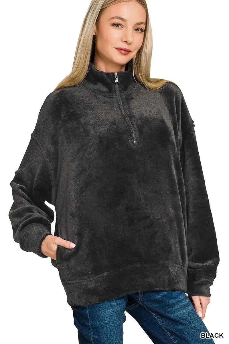 Faux Fur Half Zip Pocket Pullover d0ad2894efd04c52b170183e5530d130-Max-Origin
