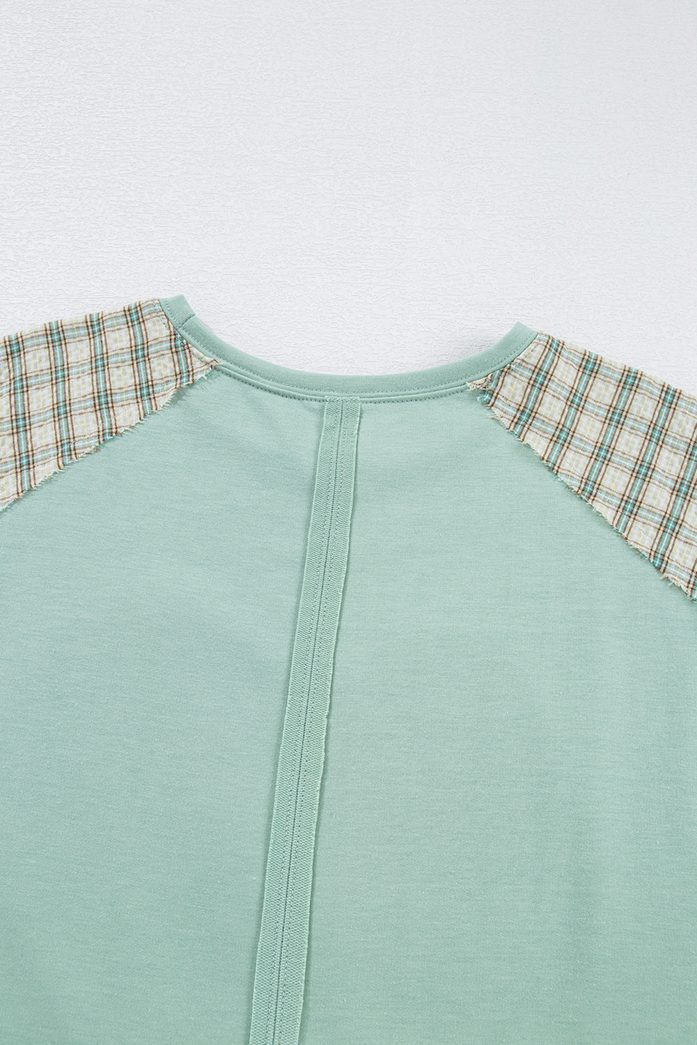 Aqua Plaid Floral Patchwork Heart Long Sleeve Top d0ae1ddbd8d97135