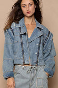 POL Cropped Denim Jacket with Functional Zipper Detail Dusty Blue d0aee6ea-55d7-4ab1-a23d-b33bb29ac15f-Max-Origin